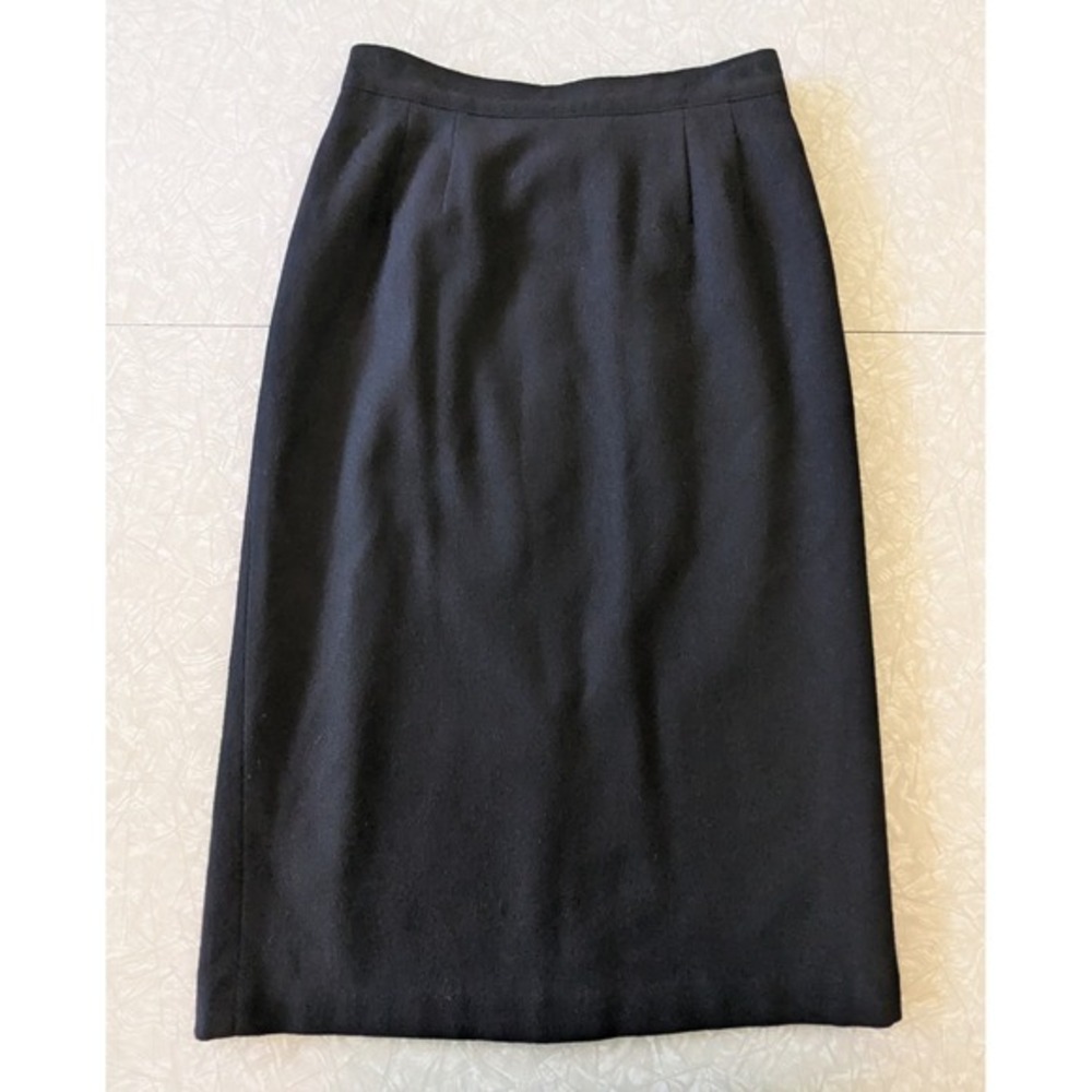 Vintage Sag Harbor Sz 10 Black 100% Wool Lined‎ Midi Pencil Skirt